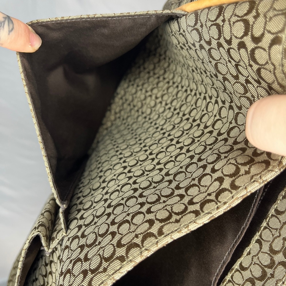 Coach Messenger Bag Crossbody Satchel‎ Signature Canvas Leather Trim - Picture 12 of 13